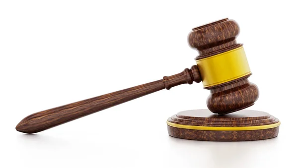 Judge gavel isolated on white background. 3D illustration — Stock Photo, Image