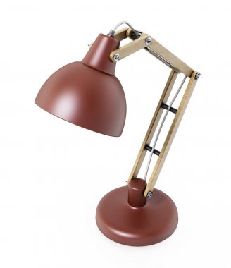Beyaz arka plan üzerinde izole masa lambası. 3D çizim