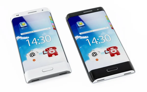 Smartphones en blanco y negro aislados sobre fondo blanco. Ilustración 3D —  Fotos de Stock