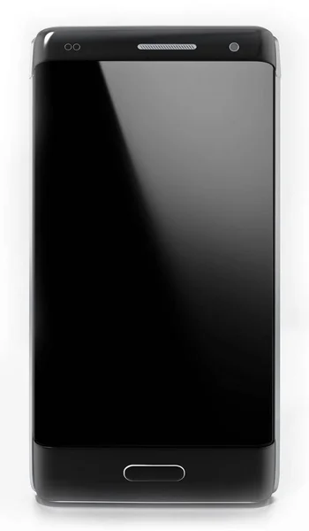 Smartphone preto com tela em branco isolado no fundo branco. Ilustração 3D — Fotografia de Stock