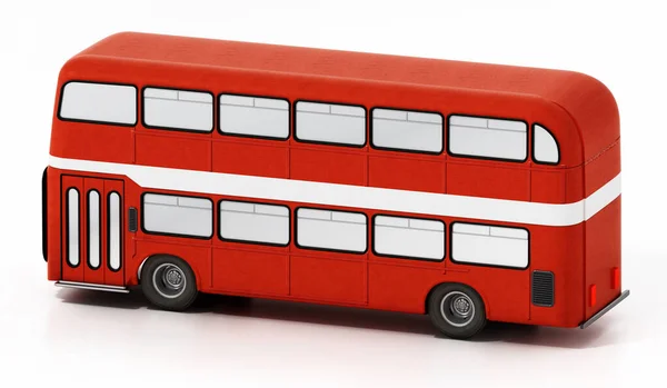 Bus rojo de dos pisos aislado sobre fondo blanco. Ilustración 3D —  Fotos de Stock