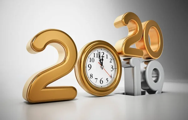 Number 2019 turning to 2020. New year 2020 concept. 3D illustration — Stock Photo, Image