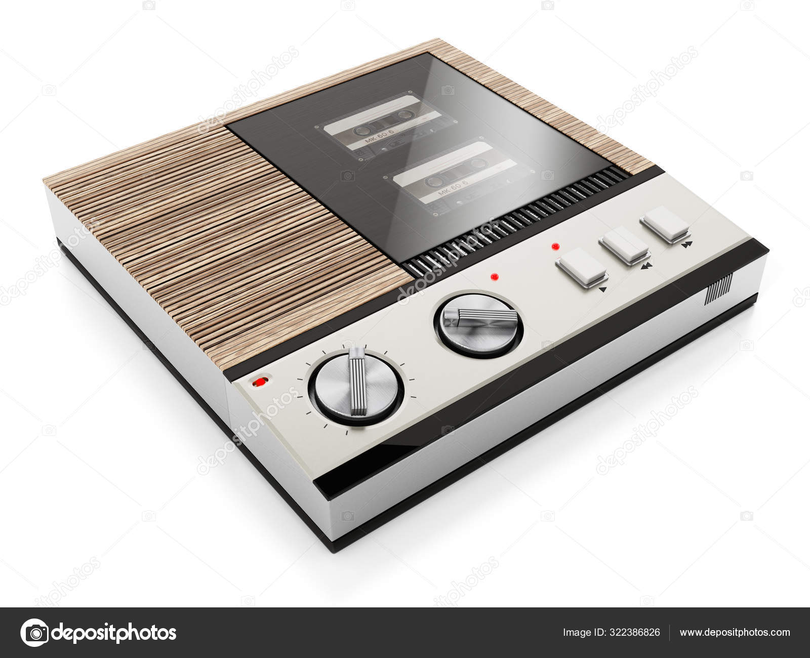 Vintage answering machine isolated on white. 3D illustration Stock
