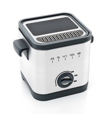 Kapağı kapalı Fryer beyaz arkaplanda izole edildi. 3d illüstrasyon