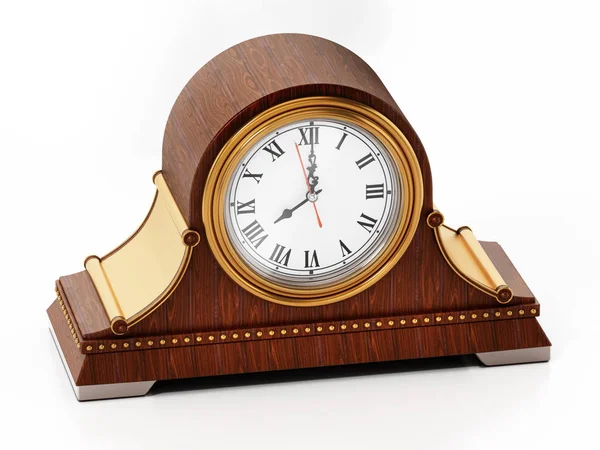 Relógio de chaminé antigo isolado no fundo branco. Ilustração 3D — Fotografia de Stock