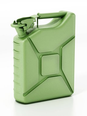 Beyaz arka planda izole edilmiş eski bir askeri gaz tüpü. 3d illüstrasyon