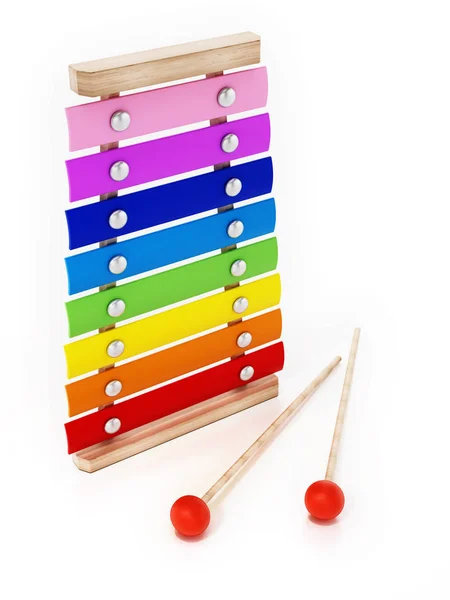 Xylophone geïsoleerd op witte achtergrond. 3d illustratie — Stockfoto