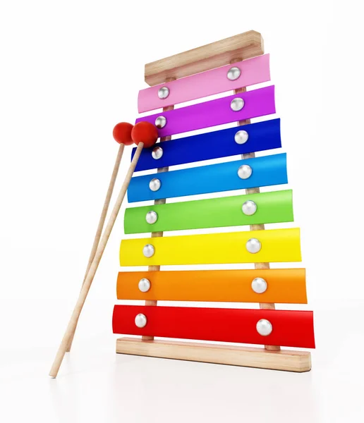 Xylophone geïsoleerd op witte achtergrond. 3d illustratie — Stockfoto