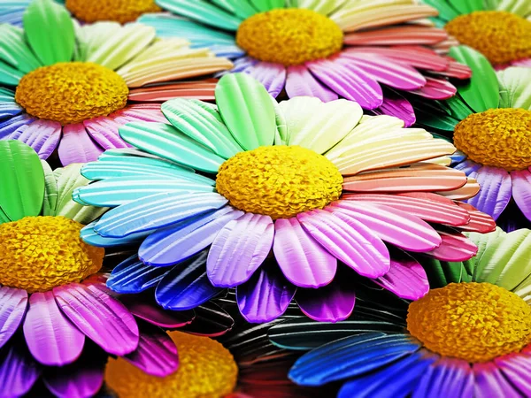 Куча разноцветных маргариток. 3D иллюстрация — стоковое фото