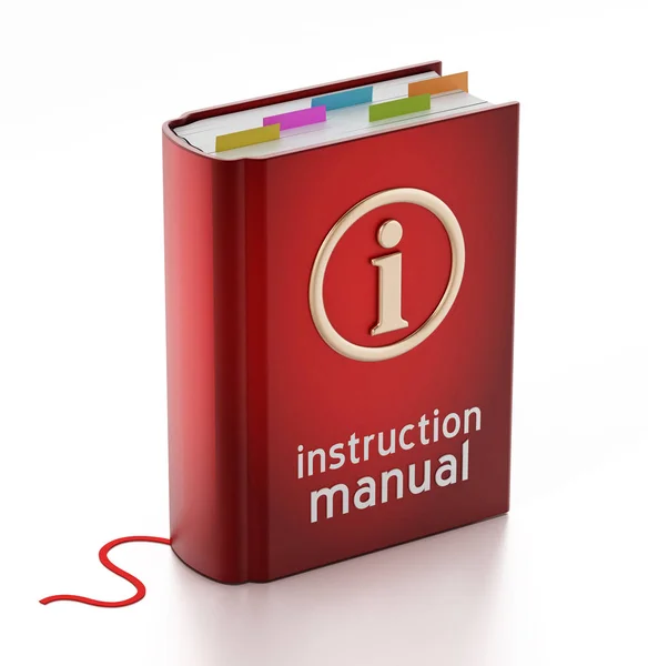 Manual de instrucciones aislado sobre fondo blanco. Ilustración 3D — Foto de Stock