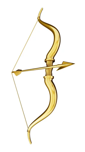 Łuk i strzała Kupidyna o kształcie serca. Ilustracja 3D — Zdjęcie stockowe