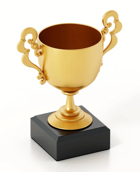 Zlatý pohár izolované na bílém pozadí. 3D ilustrace — Stock fotografie