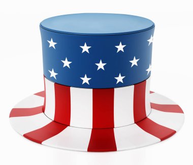 Beyaz arka planda izole edilmiş Amerikan bayrağı. 3d illüstrasyon