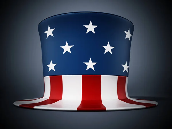 Americká vlajka texturovaný klobouk izolované na tmavém pozadí. 3D ilustrace — Stock fotografie