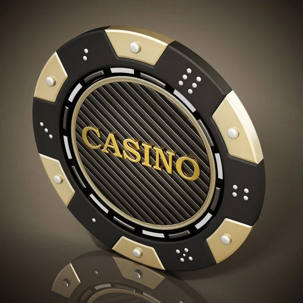 Casino Chip Auf Reflektierendem Dunklem Hintergrund Illustration — Stockfoto