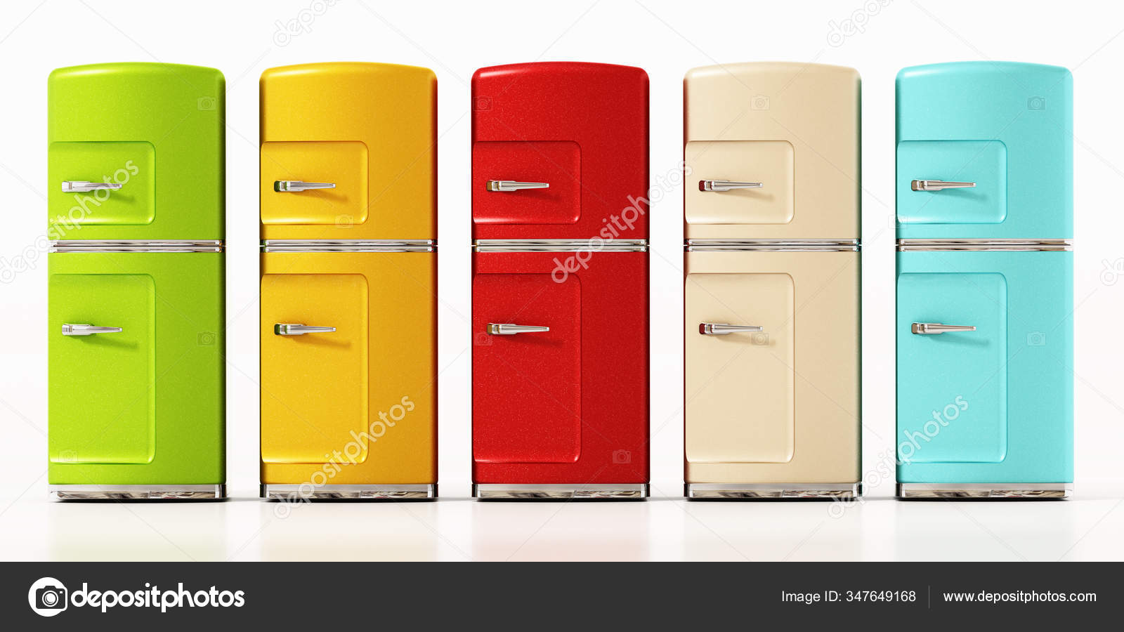 Retro Kitchen With Red Refrigerator Stock Photo - Download Image