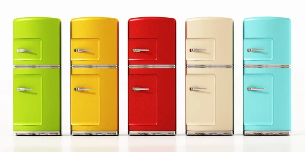 Vintage Refrigerators Isolated White Background Illustration — Stock Photo, Image
