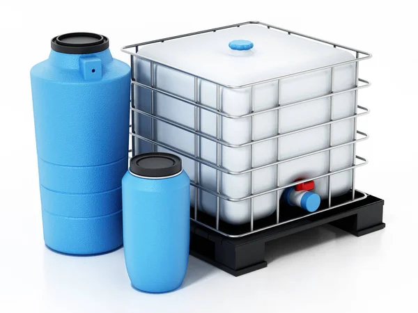 白い背景に隔離された予備の水容器およびモーター 3Dイラスト — ストック写真
