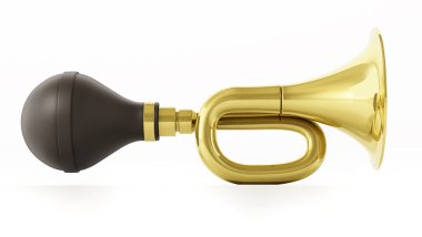 Retro bisiklet kornası beyaz arka planda izole edilmiş. 3d illüstrasyon.