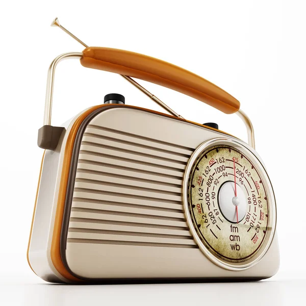 Винтажное Радио Изолировано Белом Фоне Иллюстрация — стоковое фото