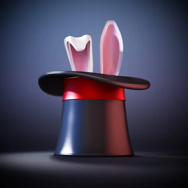 Ілюзіоністський Капелюх Вуха Кролика Чорному Тлі Ілюстрація — стокове фото