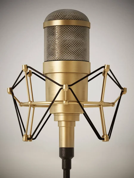 Vintage Sárgaréz Mikrofon Retro Háttérrel Illusztráció — Stock Fotó