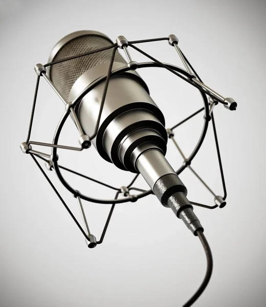 Microfone Vintage Isolado Fundo Branco Ilustração — Fotografia de Stock