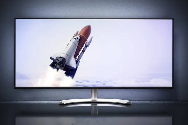 Monitor Led Ultrawide Con Immagine Del Mio Portfolio Illustrazione — Foto Stock