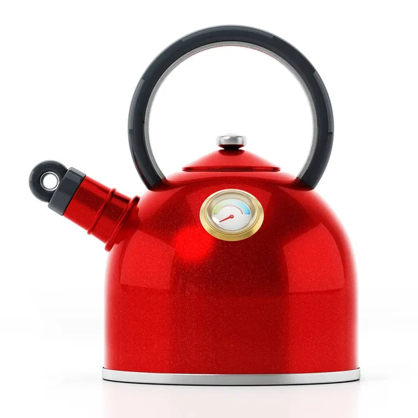 在白色背景上隔离的红色电热水锅炉 3D插图 — 图库照片