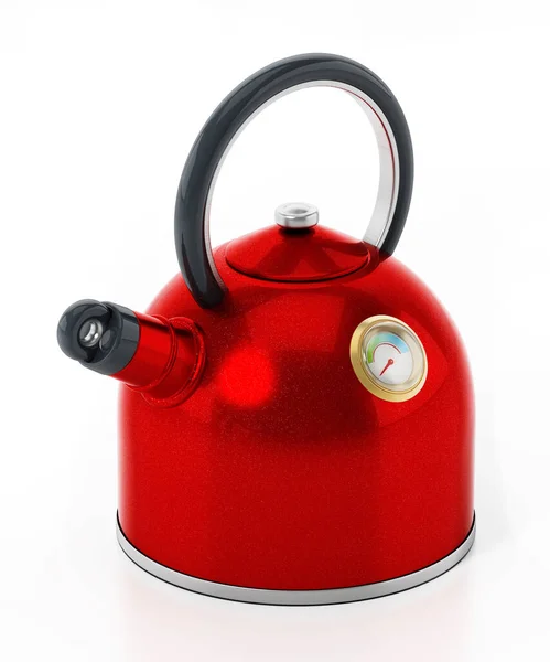 在白色背景上隔离的红色电热水锅炉 3D插图 — 图库照片