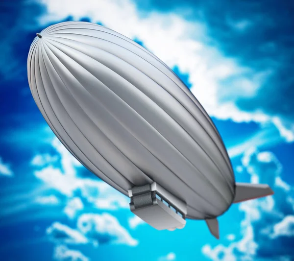 Zilveren Zeppelin Lucht Illustratie — Stockfoto