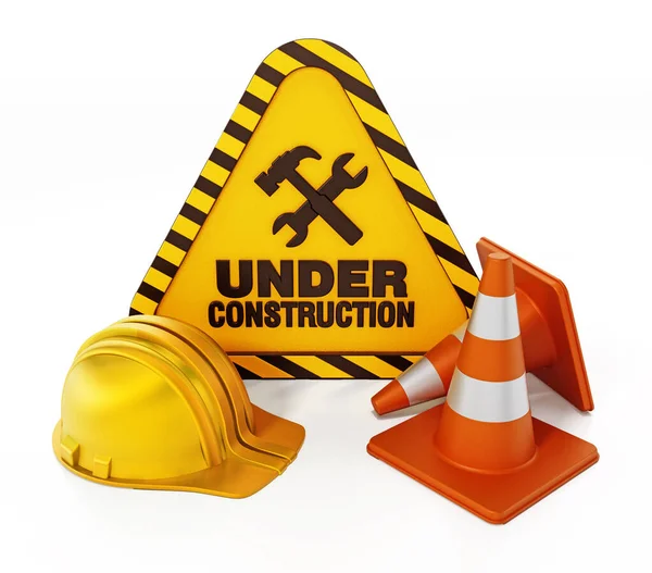 Construction Signboard Helmet Traffic Cone Illustration — Stock Photo, Image