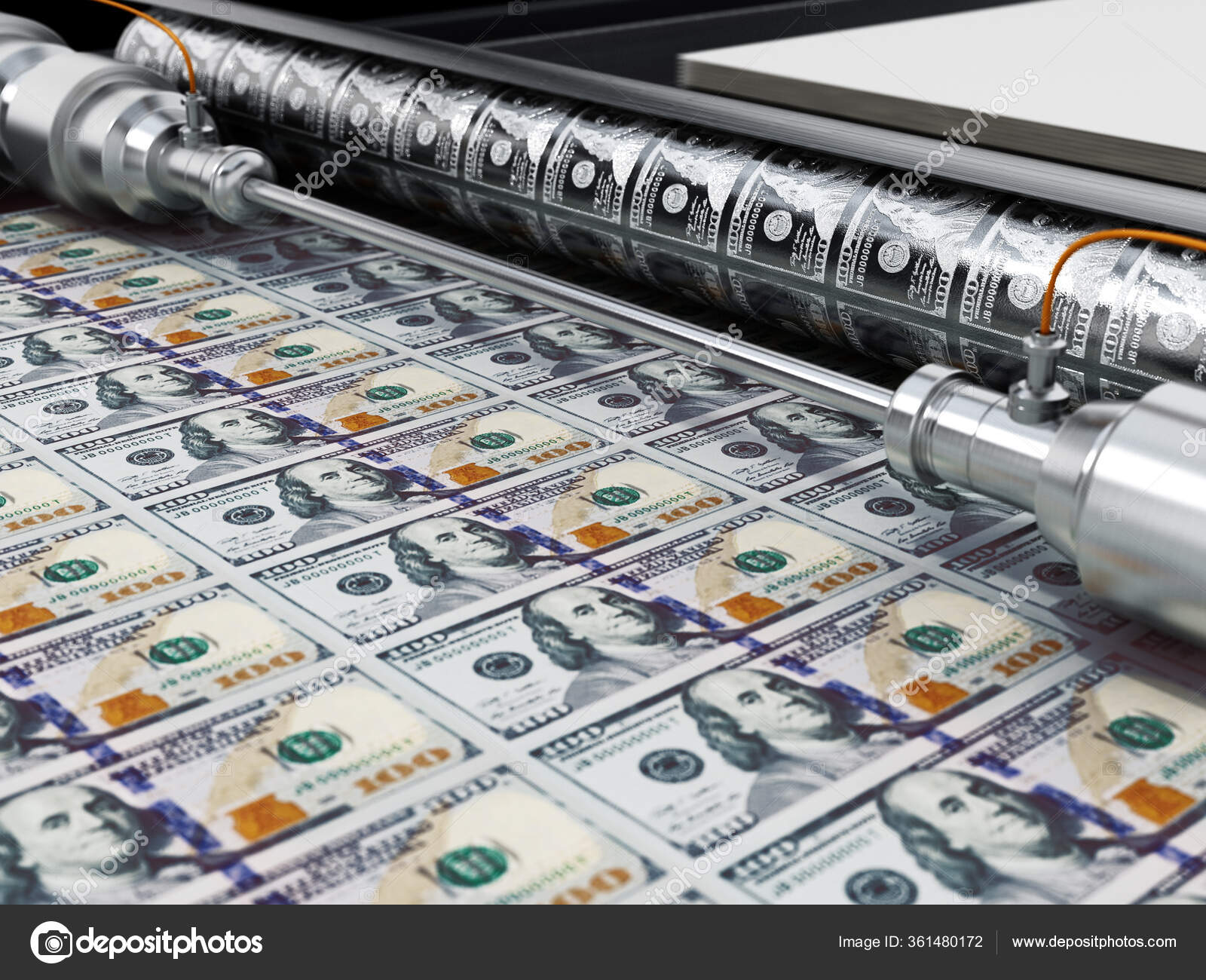 Money Printing Machine Printing Dollar Banknotes Stock Photo by ©destinacigdem 361480172