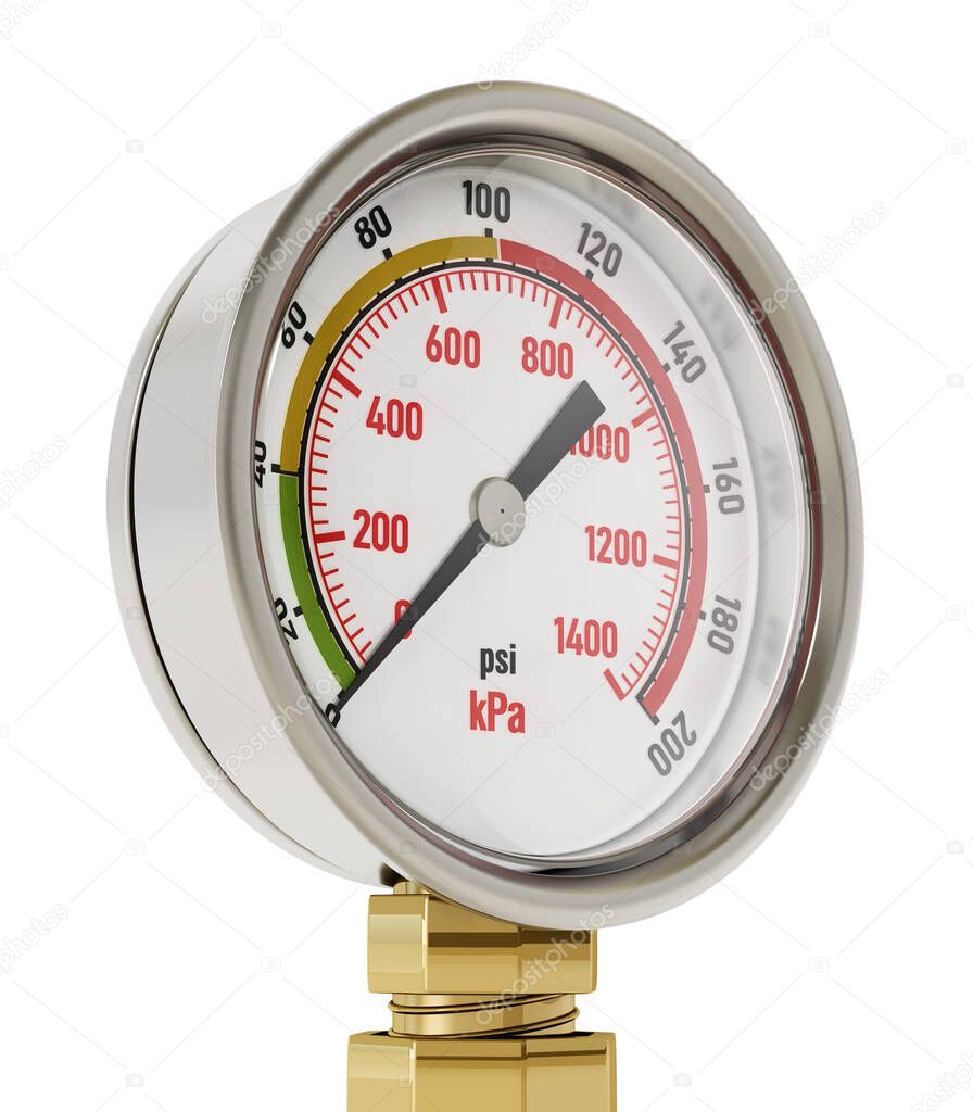 Air pressure meter isolated on white background. 3D illustration.