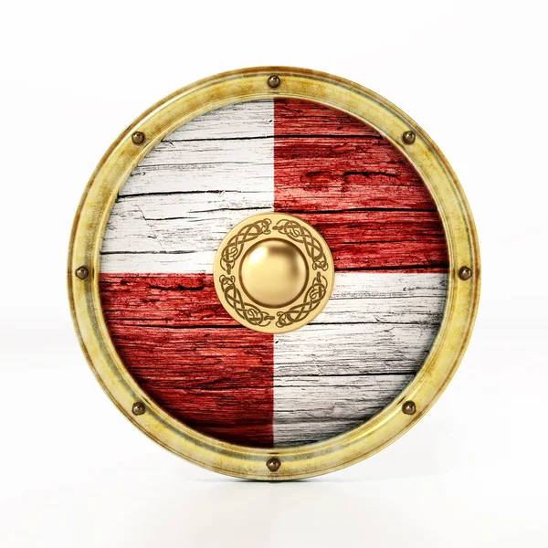 Escudo Viking Isolado Sobre Fundo Branco Ilustração — Fotografia de Stock