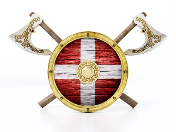 Viking Shield Axes Isolated White Background Illustration — Stock Photo, Image