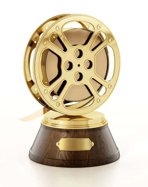 Gouden Filmrol Houten Sokkel Cinema Prijs Illustratie — Stockfoto