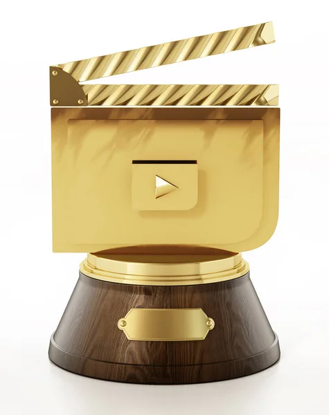 Golden Clapboard Wooden Pedestal Cinema Award Illustration — Stock Photo, Image