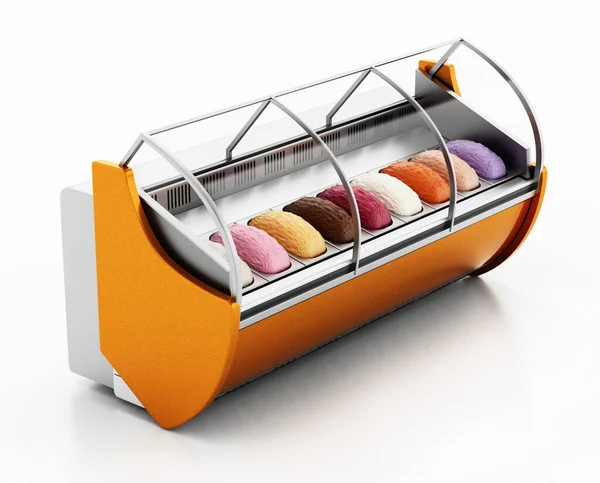 Холодильник Морозива Ізольований Білому Тлі Ілюстрація — стокове фото