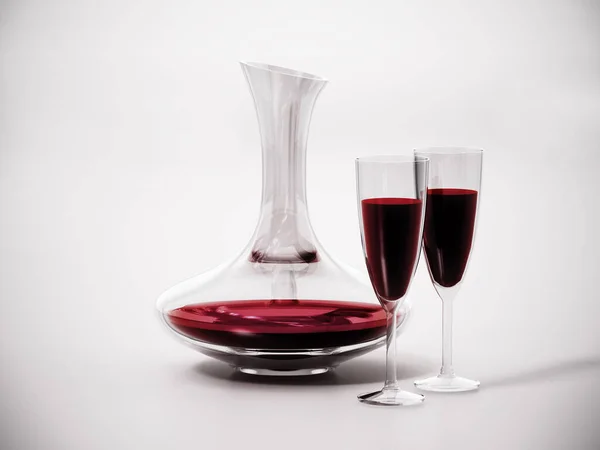 Decanter Vino Bicchieri Con Vino Rosso Illustrazione — Foto Stock