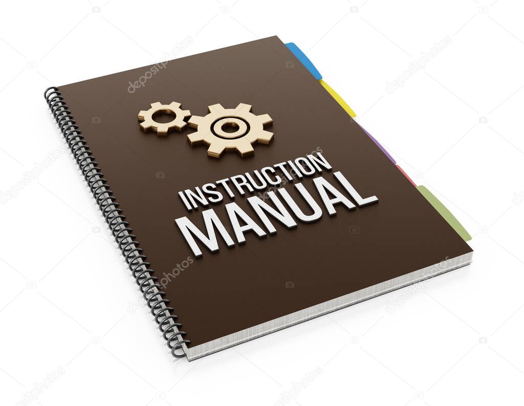 Instruction manual isolated on white background. 3D illustration.