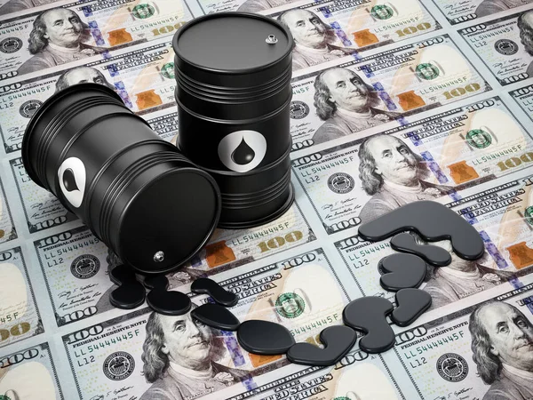 Oil Barrels Dollar Background Rising Oil Prices Concept Illustration — Stock Photo, Image