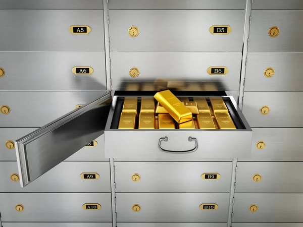 Gold Ingots Private Bank Deposit Box Illustration — Stock Photo, Image