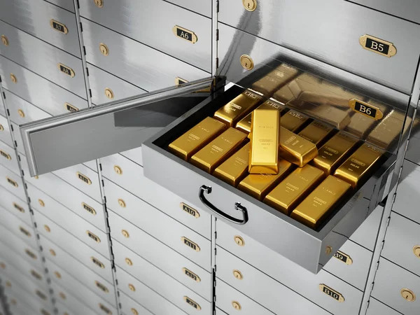 Goldbarren Privaten Bankschließfach Illustration — Stockfoto