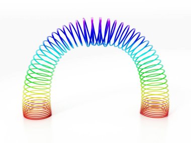 Rainbow colored wire spiral toy. 3D illustration. clipart