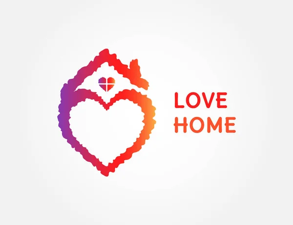 Colorful Love Home Symbol Heart Sign House Icon Vector Illustration — Stock Vector