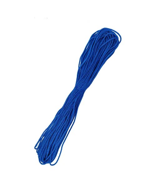 Нова Синя Нейлонова Мотузка Ізольована Білому Тлі Тіні Котушка Блакитної — стокове фото