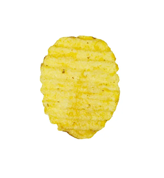 Enkel Krispig Potatis Chip Isolerad Vit Bakgrund Smaklig Stekt Potatis — Stockfoto