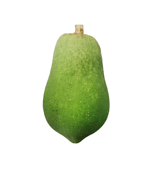 白地に影のない一粒の緑色の新鮮なパパイヤの果実 — ストック写真