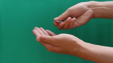 Yeşil arkaplanda elle para sayılıyor